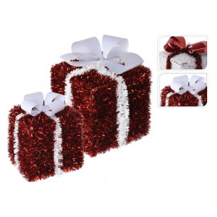 3 pacchi regalo in lametta rosso/bianco assortito H&S Collection