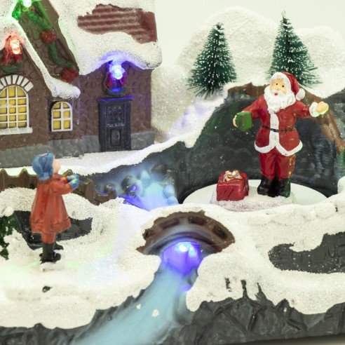 Villaggio di Natale musicale con luci e Babbo Natale Domus dettaglio