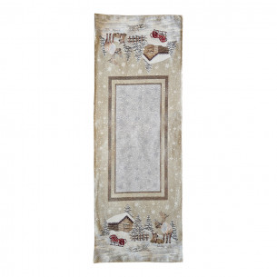 Runner tavolo natalizio avorio paesaggio innevato 40x100 cm