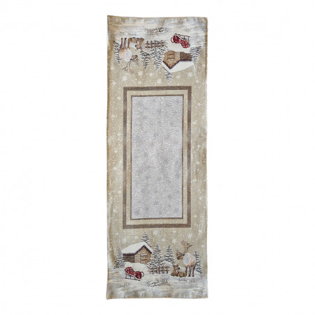 Runner tavolo natalizio avorio paesaggio innevato 40x100 cm