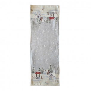 Runner tavolo natalizio bianco paesaggio innevato 40x100 cm