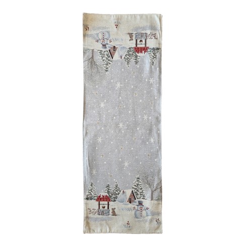 Runner tavolo natalizio bianco paesaggio innevato 40x100 cm