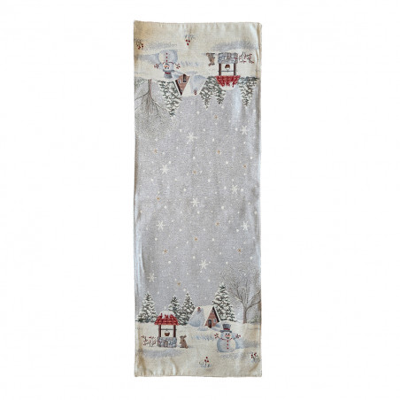 Runner tavolo natalizio bianco paesaggio innevato 40x100 cm