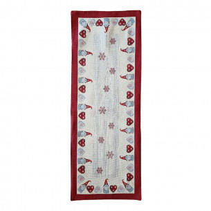 Runner tavolo natalizio rosso con gnomi 40x100 cm