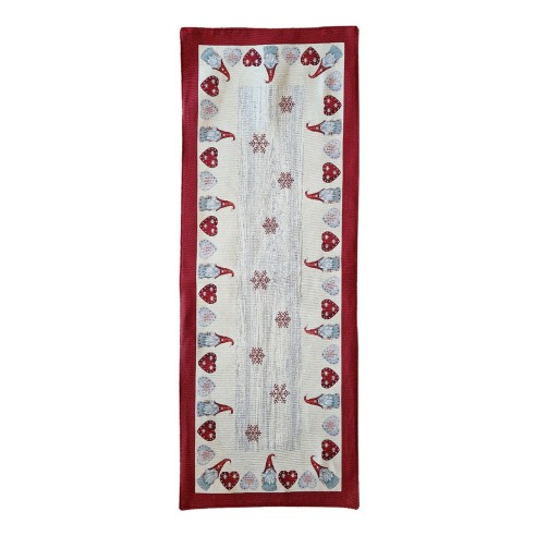 Runner tavolo natalizio rosso con gnomi 40x100 cm