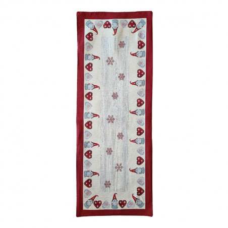 Runner tavolo natalizio rosso con gnomi 40x100 cm