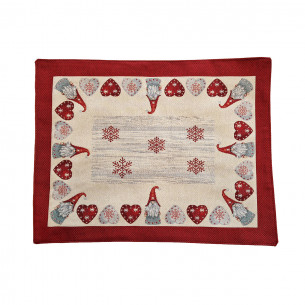 Tovaglietta americana natalizia rosso con gnomi 40x50 cm