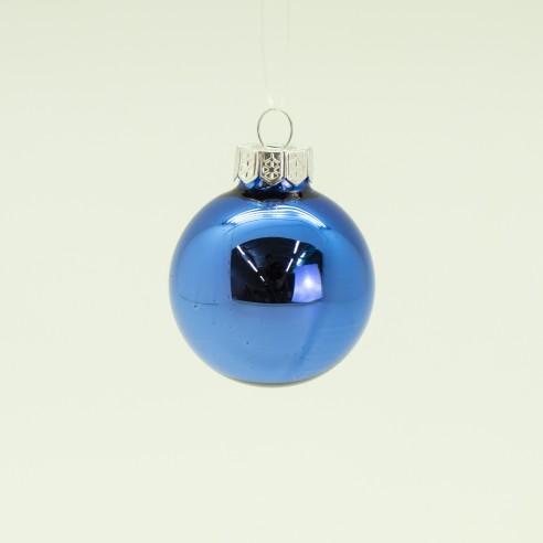 Pallina di Natale in vetro blu lucido Ø 8 cm Flora