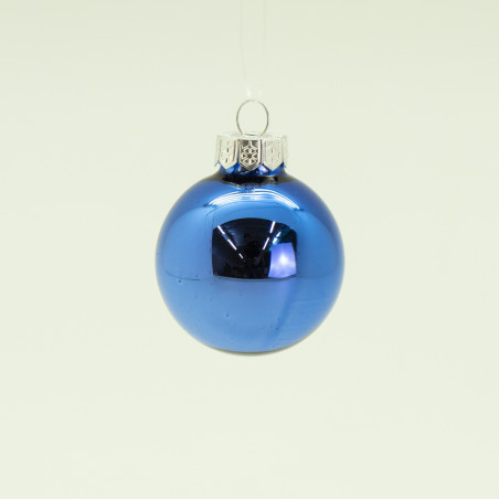 Pallina di Natale in vetro blu lucido Ø 8 cm Flora