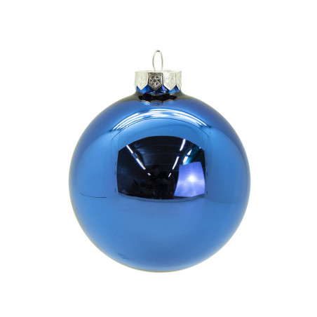 Palline di Natale in vetro blu Ø 10 cm confezione da 6 pezzi