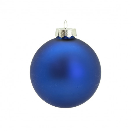 Pallina di Natale in vetro blu opaco Ø 8 cm Flora