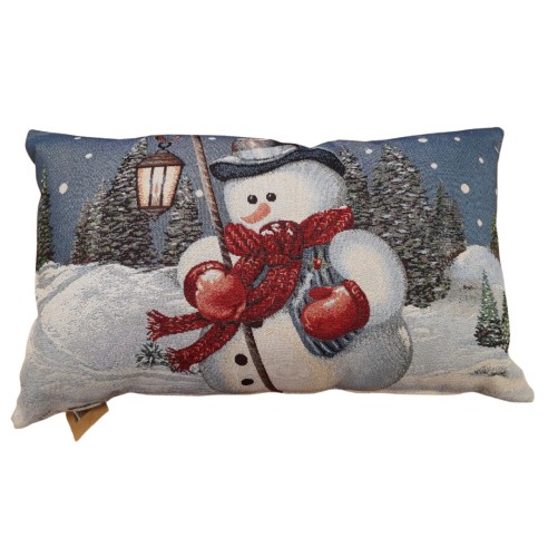 Cuscino natalizio in lurex 60x40 cm Pupazzo di neve