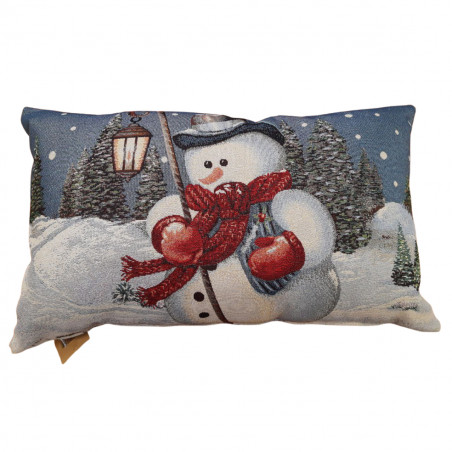 Cuscino natalizio in lurex 60x40 cm Pupazzo di neve