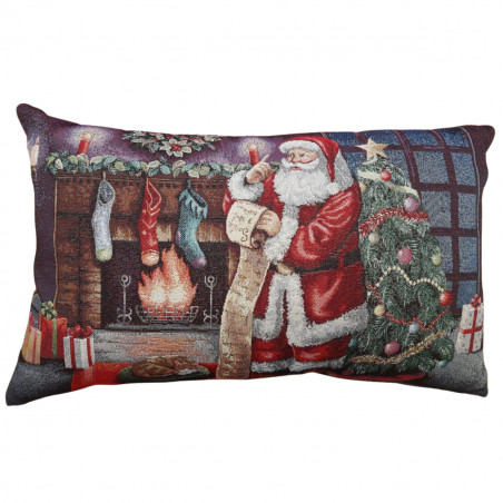 Cuscino natalizio in lurex 60x40 cm Babbo Natale
