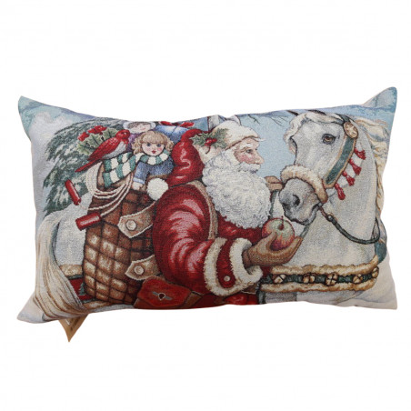 Cuscino natalizio in lurex 60x40 cm Babbo Natale