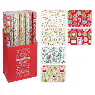 Rotolo carta regalo pacchi regalo Natale 70x700 cm assortito H&S Collection