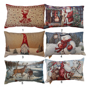 Cuscino natalizio in lurex 60x40 cm soggetti assortiti sfoderabile