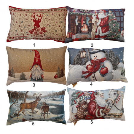 Cuscino natalizio in lurex 60x40 cm soggetti assortiti sfoderabile