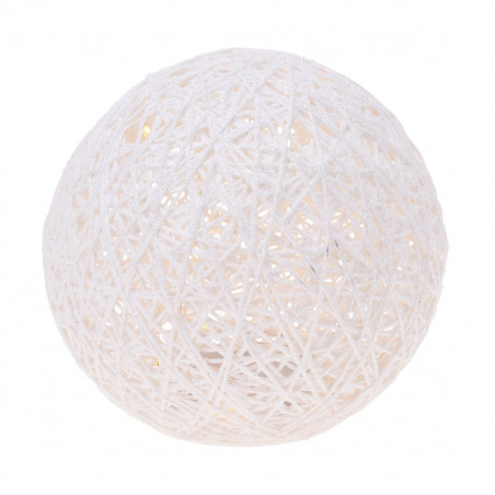 Sfera luminosa in rafia con luce LED Ø 15 cm glitter bianco H&S Collection