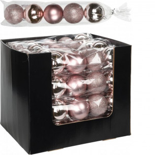 Palline di Natale in plastica mix rosa Ø 8 cm confezione da 5pz