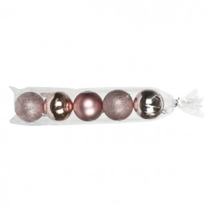 Palline di Natale in plastica mix rosa Ø 8 cm confezione da 5pz 2