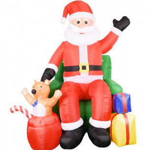 Babbo Natale gonfiabile seduto H120 cm con luci led