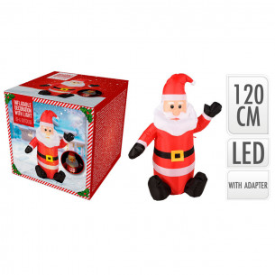 Babbo Natale gonfiabile luminoso H120 cm con luci led H&S Collection