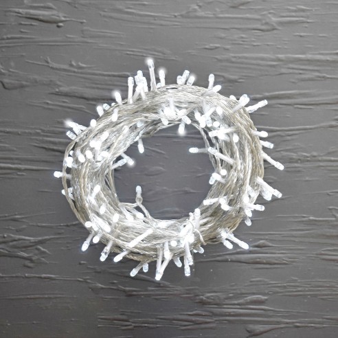 Luci di Natale cavo trasparente 100 LED bianco ghiaccio con memory giochi luce 5 m Prequ