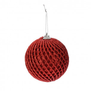 Pallina di Natale sfera rete rosso Ø 8 cm 2
