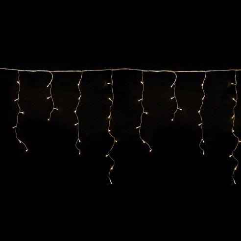 Tenda frastagliata stalattite luminosa cavo trasparente 72 LED bianco caldo giochi luce 2,20x0,8 m prolungabile Prequ