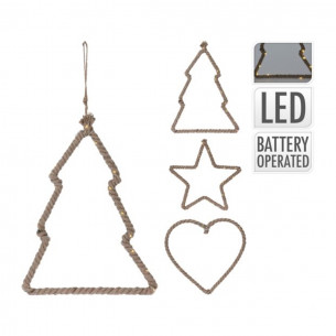 Pendente natalizio in juta con LED H40 assortito H&S Collection