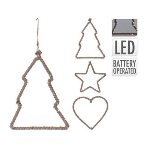 Pendente natalizio in juta con LED H40 assortito H&S Collection