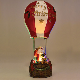 Mongolfiera LED a batteria con Babbo Natale girevole H30 cm Prequ