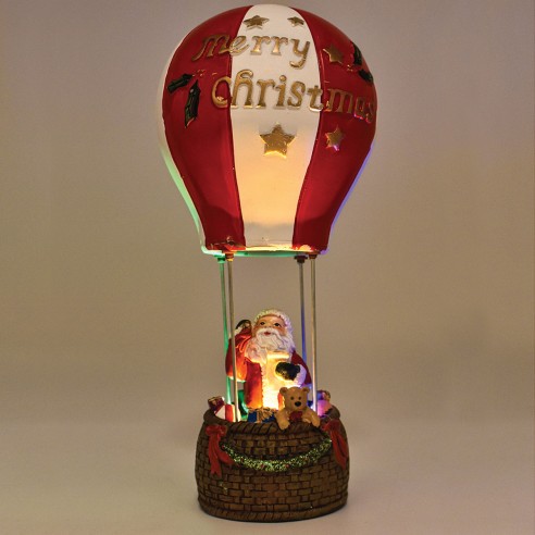 Mongolfiera LED a batteria con Babbo Natale girevole H30 cm Prequ