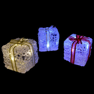 Pacchetto regalo in acrilico con fiocco a batteria 5 LED H11 cm assortito Prequ