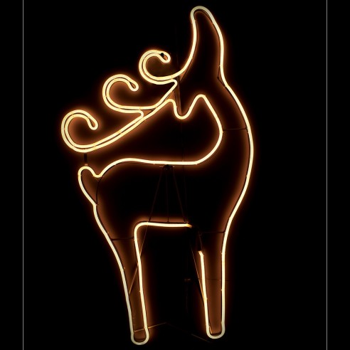 Renna testa in su tubo neon H90 cm decorazione natalizia 600 LED luce calda fissa Prequ