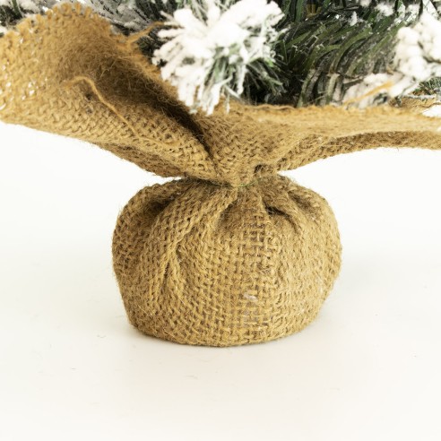 Albero di Natale Pinetto Innevato con base in juta 45 cm Flora dettaglio