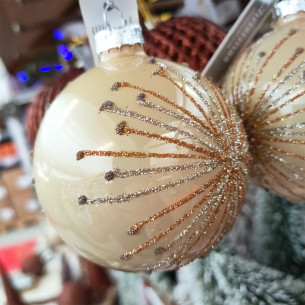Pallina di Natale sfera in vetro glitter Ø 8 cm assortito H&S Collection 2
