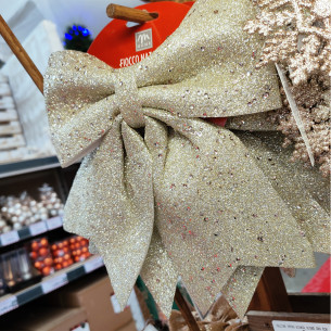 Fiocco natalizio 20x24 cm oro glitterato 2