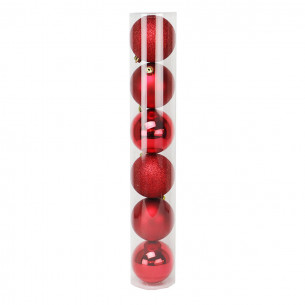 Palline di Natale mix rosso Ø 10 cm confezione da 6 pezzi Domus