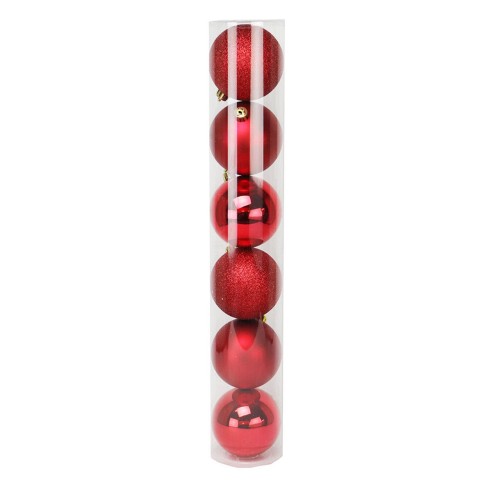 Palline di Natale mix rosso Ø 10 cm confezione da 6 pezzi Domus