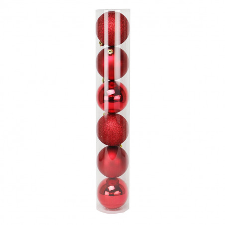 Palline di Natale mix rosso Ø 10 cm confezione da 6 pezzi Domus