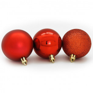 Palline di Natale mix rosso Ø 10 cm confezione da 6 pezzi Domus 2