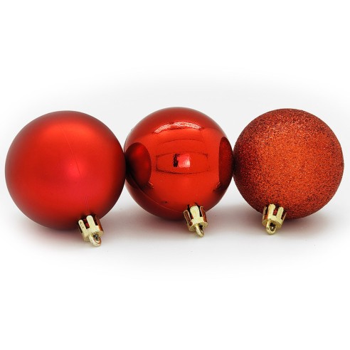 Palline di Natale mix rosso Ø 10 cm confezione da 6 pezzi Domus