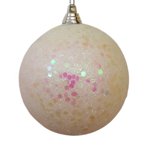 Pallina di Natale bianca con glitter assortita Euro Natale