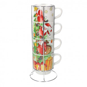 Set 4 Mug con supporto 320 Cc Santa Climb Tognana