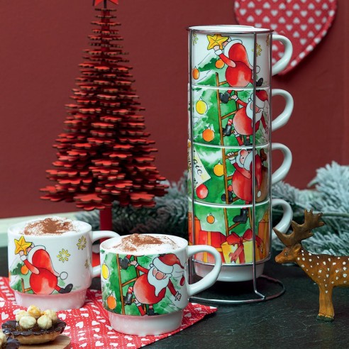 Set 4 Mug con supporto 320 Cc Santa Climb Tognana