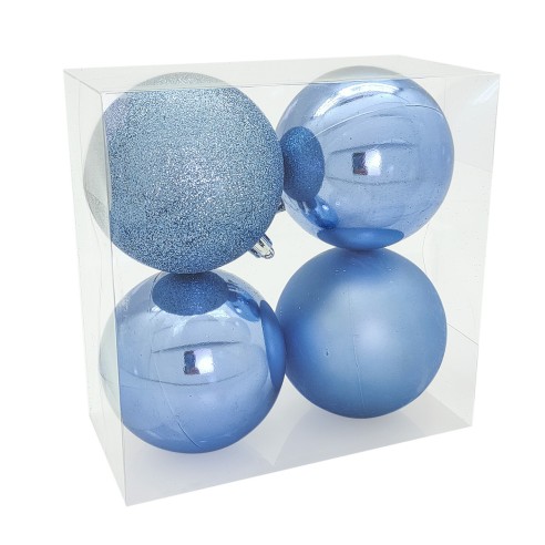 Palline di Natale blu Ø 8 cm confezione da 4 pezzi
