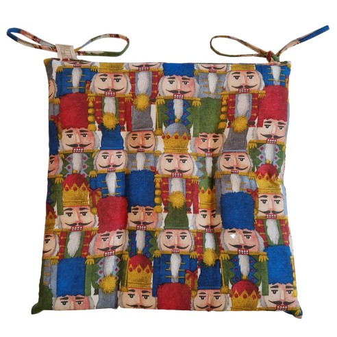 Cuscino per sedia natalizio 42x42cm Schiaccianoci 4pz