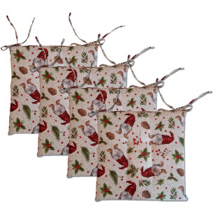 Cuscino per sedia natalizio 42x42cm Gnomo 4pz